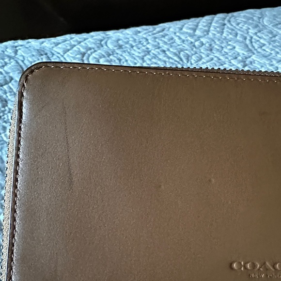 Coach saddle Brown Wallet with Yellow Pac-Man Motif - Picture 7 of 11